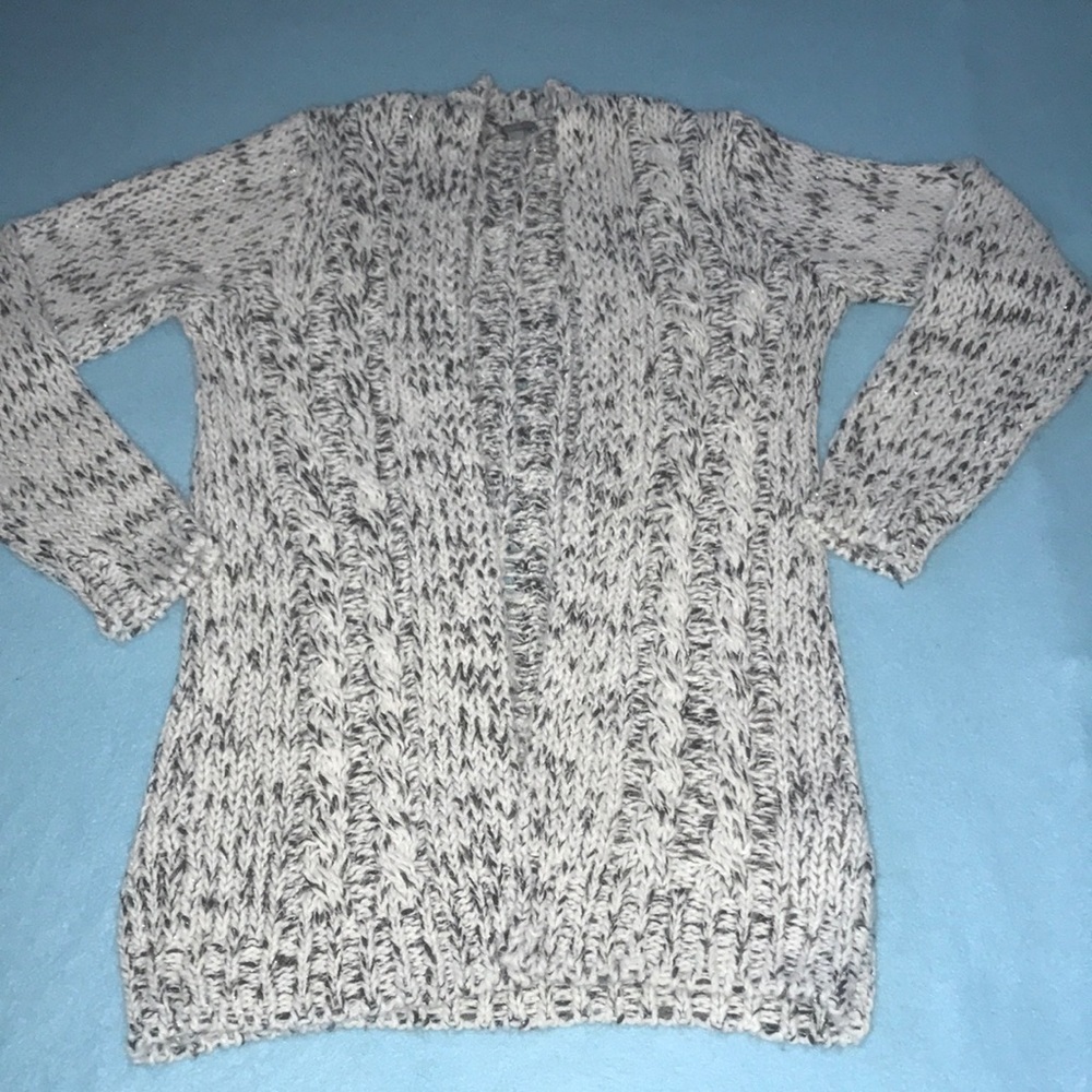 Charlotte Russe Cable Knit Open Front Cardigan With Metallic Detail Size M